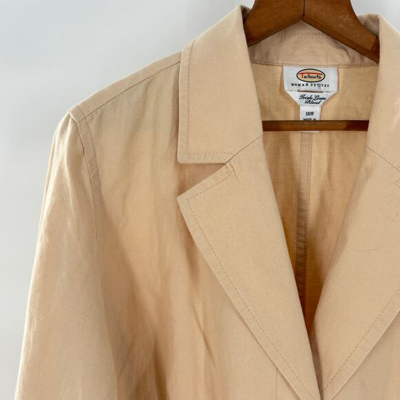 Talbots Irish Linen Blazer 16 16W 16WP Petite Jacket Cream White Beige Coastal - Picture 7 of 7